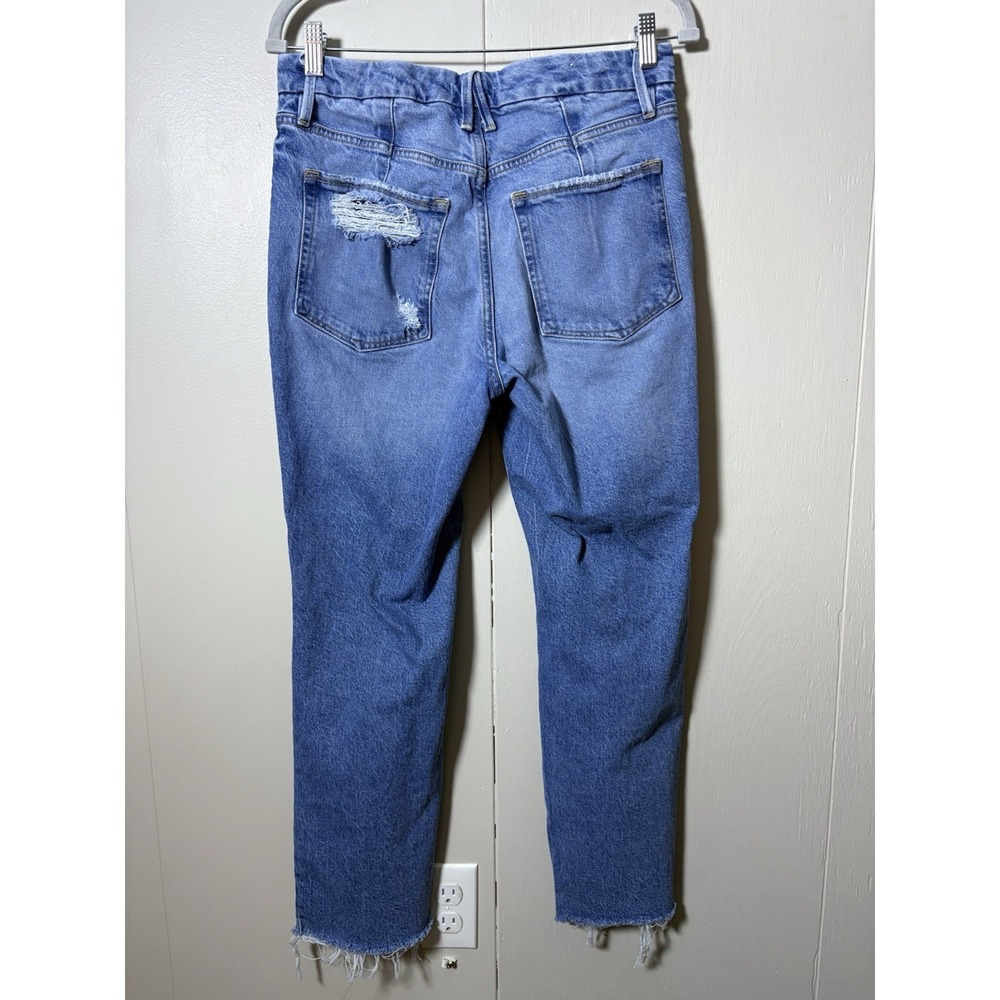 Good American Good Legs Straight Cropped Distressed Jean Rah Hem Size 6/28 - Picture 3 of 4